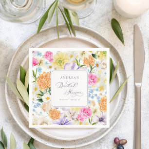 Bright Garden Floral Spring Summer Bridal Shower Napkin