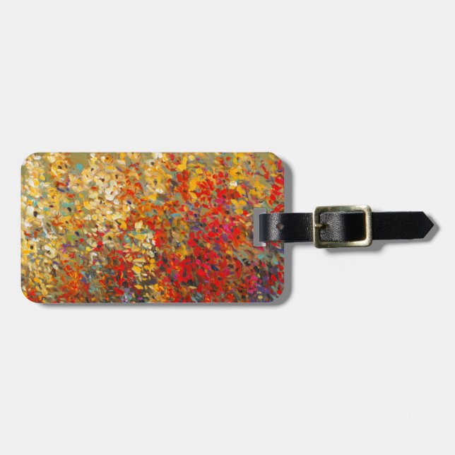Bright Garden Mural of Spring Wildflowers Luggage Tag (Front Horizontal)
