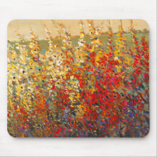 Bright Garden Mural of Spring Wildflowers Mouse Mat