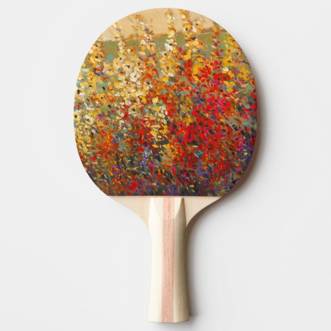 Bright Garden Mural of Spring Wildflowers Ping Pong Paddle (Front)