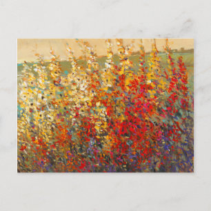Bright Garden Mural of Spring Wildflowers Postcard