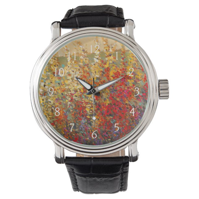 Bright Garden Mural of Spring Wildflowers Watch (Front)
