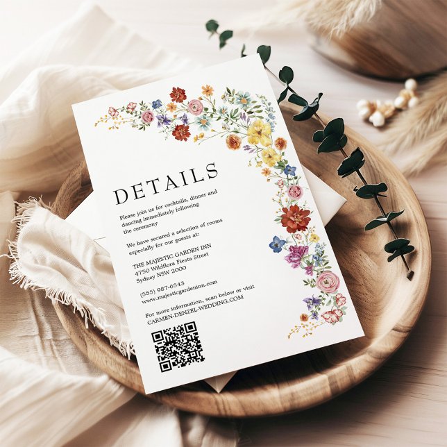 Bright Garden Wildflowers Wedding Details Enclosure Card (Creator Uploaded)