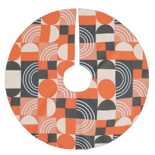 Bright geometric color block pattern. brushed polyester tree skirt