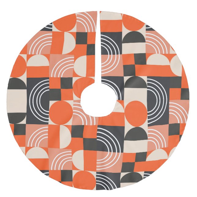 Bright geometric colour block pattern. brushed polyester tree skirt (Front)