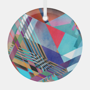 Bright Geometric: Colourful Abstract Background Glass Tree Decoration