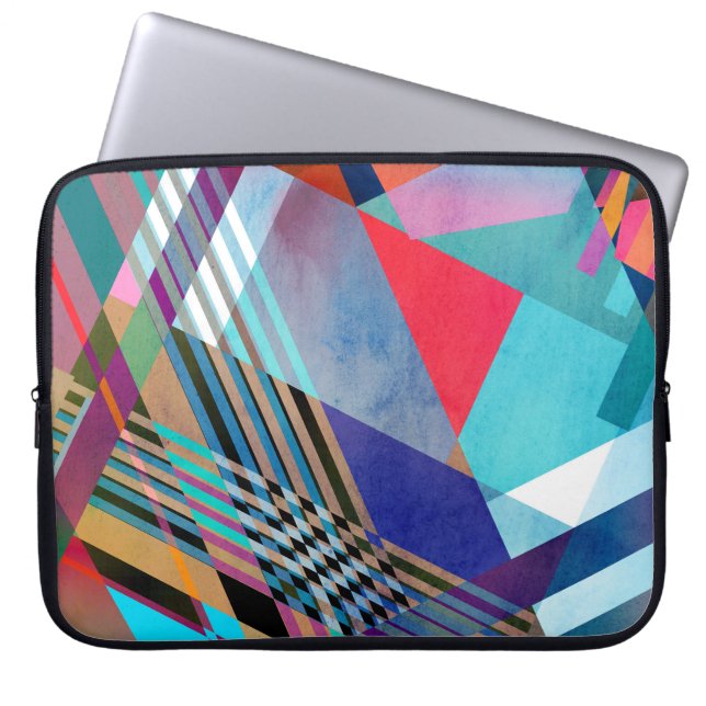 Bright Geometric: Colourful Abstract Background Laptop Sleeve (Front)