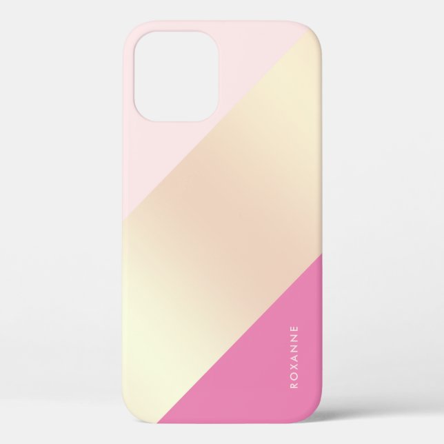 Bright geometric copper gold light and hot pink Case-Mate iPhone case (Back)