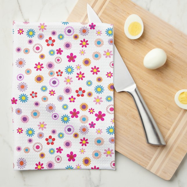 Bright Geometric Floral Kitchen Towel (Quarter Fold)