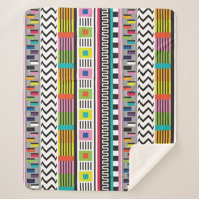 Bright Geometric Lines: Abstract Seamless. Sherpa Blanket (Front)