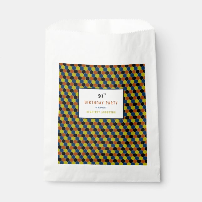 Bright Geometric Pattern, Modern Birthday Party Favour Bags (Front)