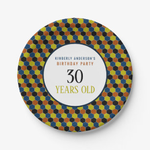 Bright Geometric Pattern, Modern Birthday Party Paper Plate