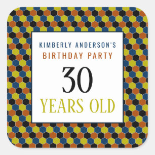 Bright Geometric Pattern, Modern Birthday Party Square Sticker