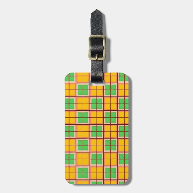Bright Geometric Pattern with Symmetrical Shapes Luggage Tag (Front Vertical)