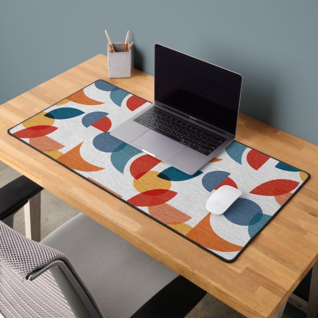 Bright Geometric Retro Abstract Midcentury Modern Desk Mat (Office 2)