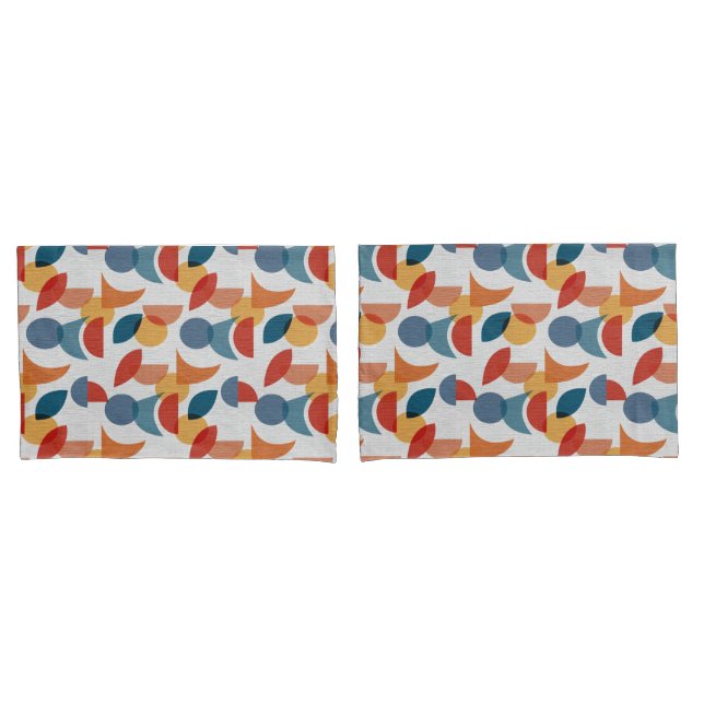 Bright Geometric Retro Abstract Midcentury Modern Pillowcase (Front-Set)