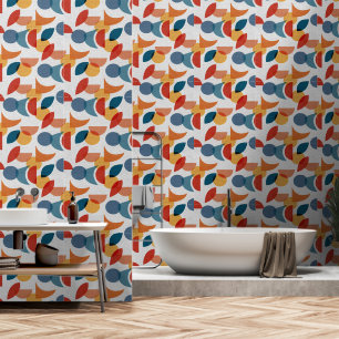 Bright Geometric Retro Abstract Midcentury Modern Wallpaper