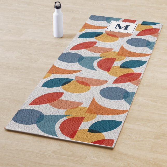 Bright Geometric Retro Abstract Midcentury Modern  Yoga Mat (In Situ)
