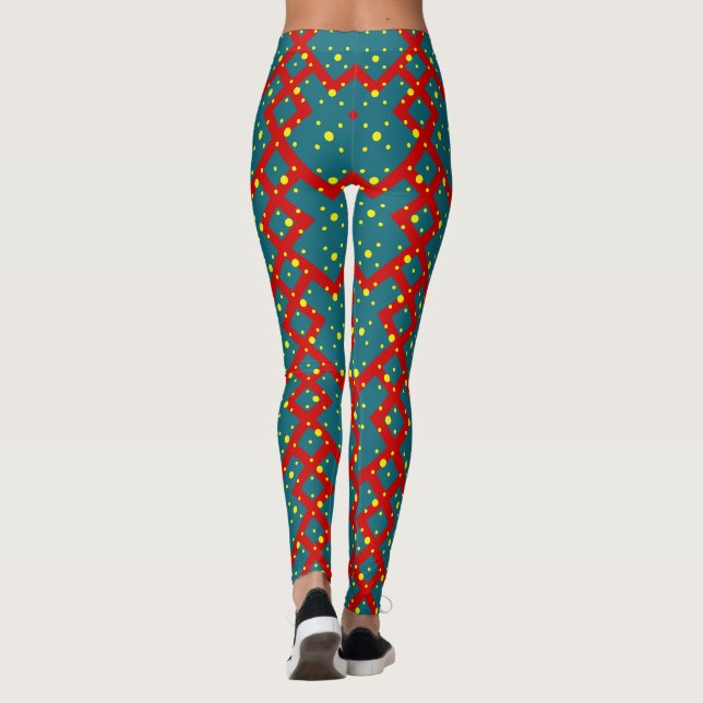 Bright Geometric Shape Pattern – Fun Stylish Decor Leggings (Back)