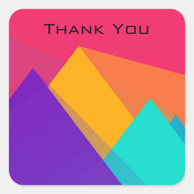 Bright Geometric Triangles and Pyramids Thank You Square Sticker (Front)