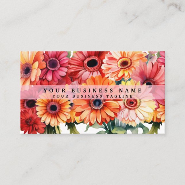 Bright Gerbera Daisies Flowers Business Cards (Front)