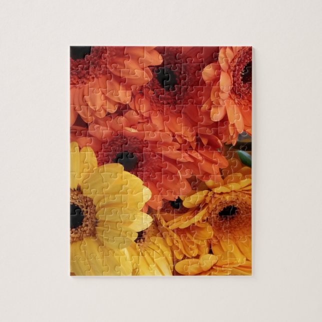 Bright Gerbera Flowers, Orange Yellow, Flora Jigsaw Puzzle (Vertical)