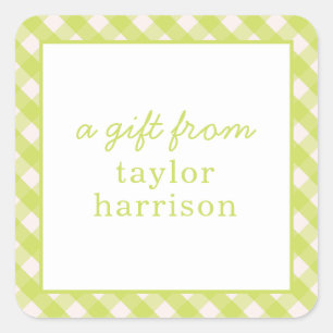 Bright Gingham Personalised Gift Stickers