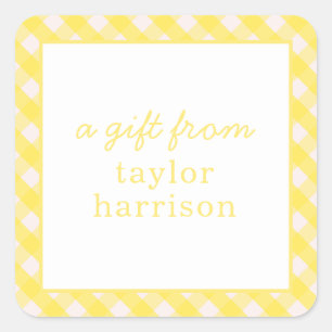 Bright Gingham Personalised Gift Stickers