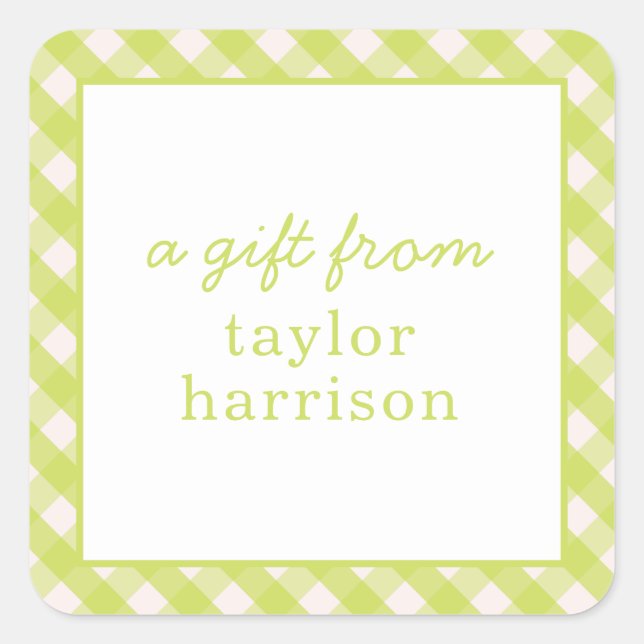 Bright Gingham Personalised Gift Stickers (Front)