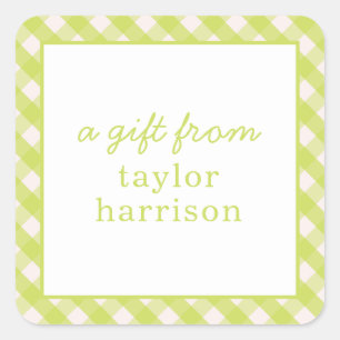 Bright Gingham Personalised Gift Stickers