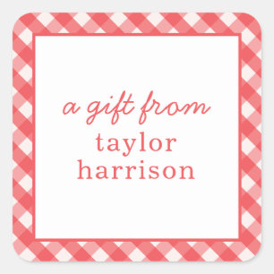 Bright Gingham Personalised Gift Stickers