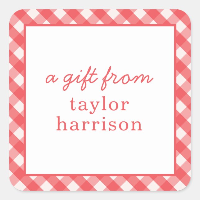 Bright Gingham Personalised Gift Stickers (Front)