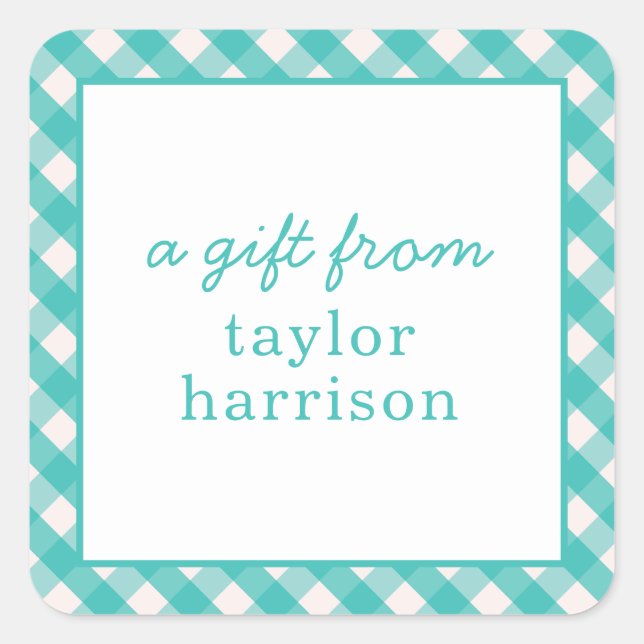 Bright Gingham Personalised Gift Stickers (Front)
