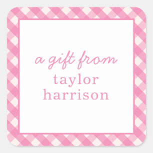 Bright Gingham Personalised Gift Stickers