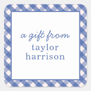 Bright Gingham Personalised Gift Stickers