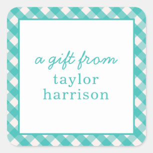 Bright Gingham Personalised Gift Stickers