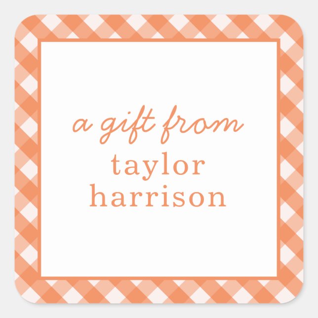 Bright Gingham Personalised Gift Stickers (Front)