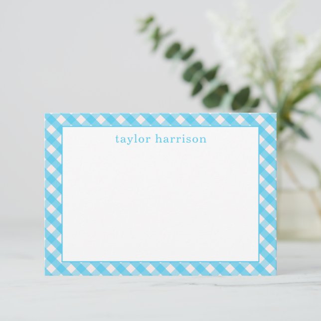 Bright Gingham Personalised Note Cards (Standing Front)