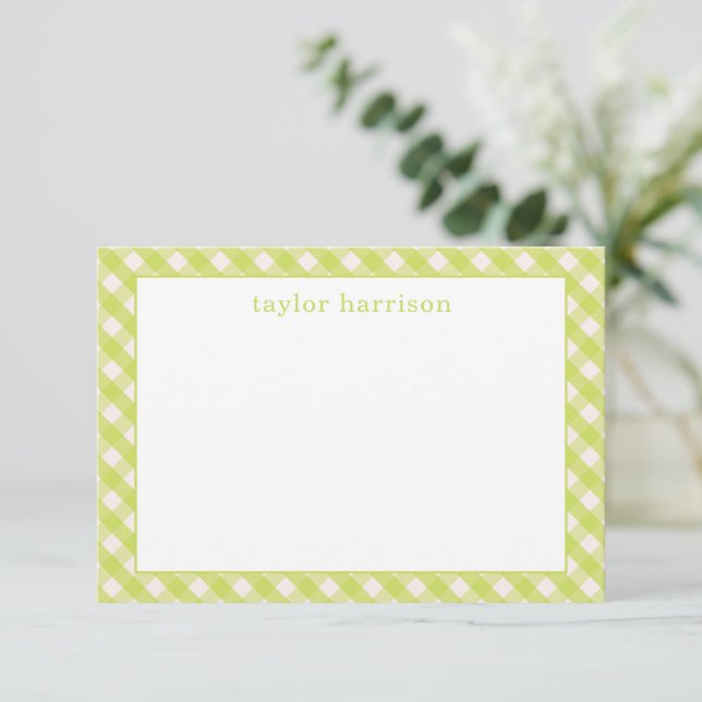 Bright Gingham Personalised Note Cards (Standing Front)