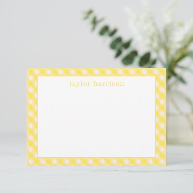 Bright Gingham Personalised Note Cards (Standing Front)