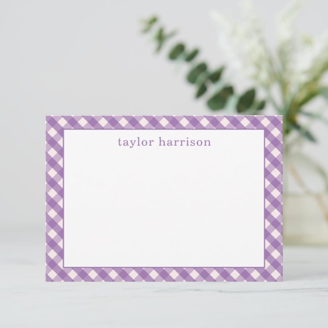 Bright Gingham Personalised Note Cards (Standing Front)