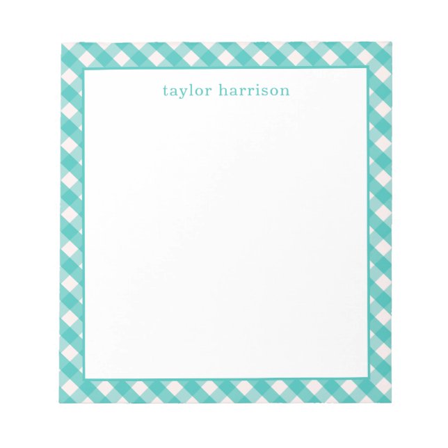 Bright Gingham Personalised Notepad (Front)