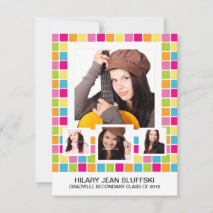 Bright Girly Colours 4 Grad Photo Invitation