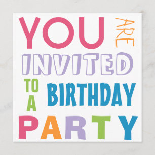 Bright Girly Colours Teen Tween Birthday Party Invitation