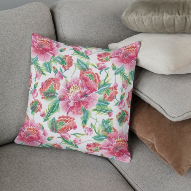 Bright Girly Pink Flowers Pattern Cushion (Creator Uploaded)