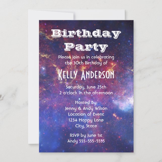 Bright Glowing Galaxy in Outer Space Invitation (Front)