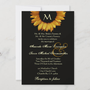 Bright Gold and Black Sunflower Wedding Template