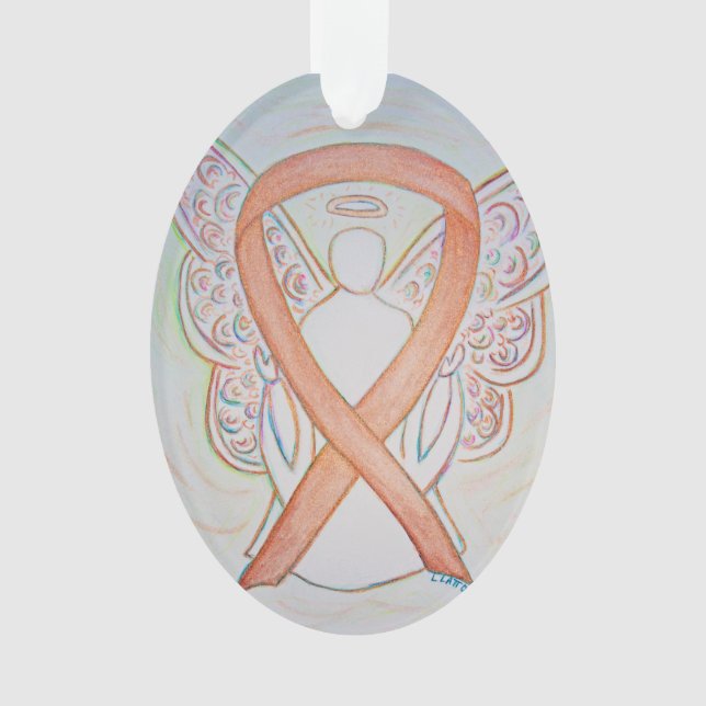 Bright Gold Awareness Ribbon Angel Ornament (Front)