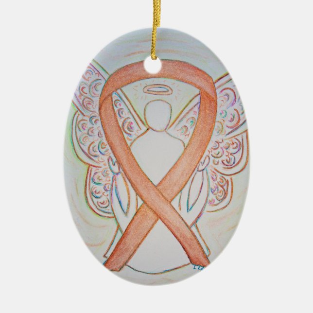 Bright Gold Awareness Ribbon Angel Ornament (Front)