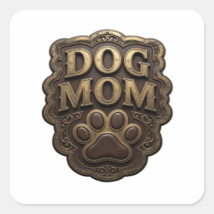 Bright Gold DOG MOM Sticker Art